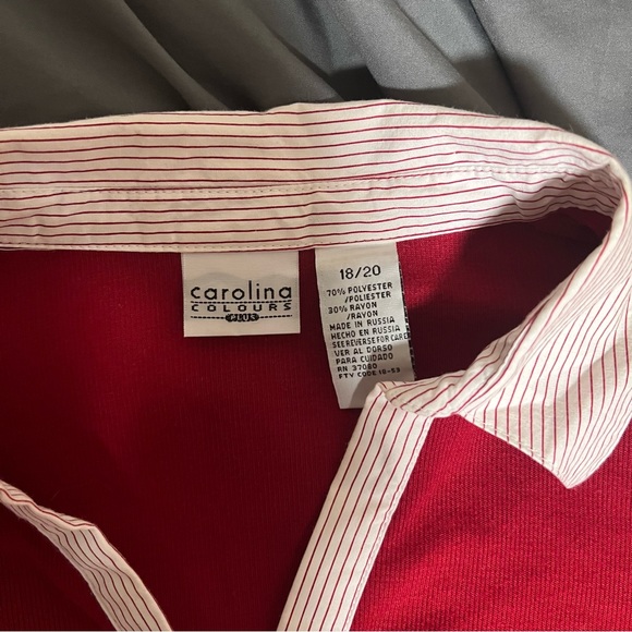 Carolina Red Academia Style Long Sleeve V Neck Shirt - Picture 6 of 6